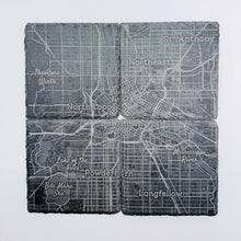 Laser-made Slate Coasters with Map designs (Set of 4)
