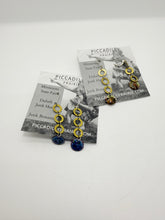 Triple Ringed Brass and Ceramic Hanging Earrings