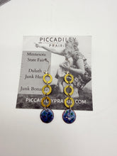 Triple Ringed Brass and Ceramic Hanging Earrings