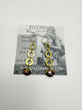 Triple Ringed Brass and Ceramic Hanging Earrings
