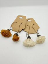 Gem Tassel Wire Hoop Earrings