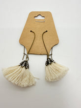 Gem Tassel Wire Hoop Earrings