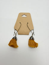 Gem Tassel Wire Hoop Earrings