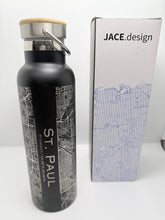 Stainless Steel Map Bottles with Bamboo Top
