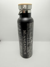 Stainless Steel Map Bottles with Bamboo Top