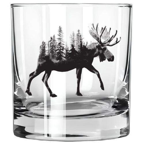 Moose Tree Line Whiskey Glass