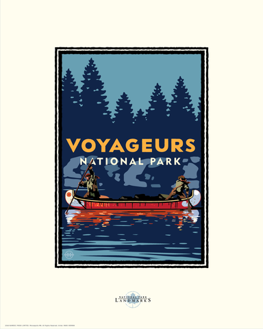 National Park Voyageurs Blue Canoe - Landmark Series Card