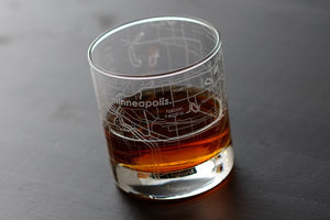 Minneapolis MN Rocks Whiskey Lowball Glass