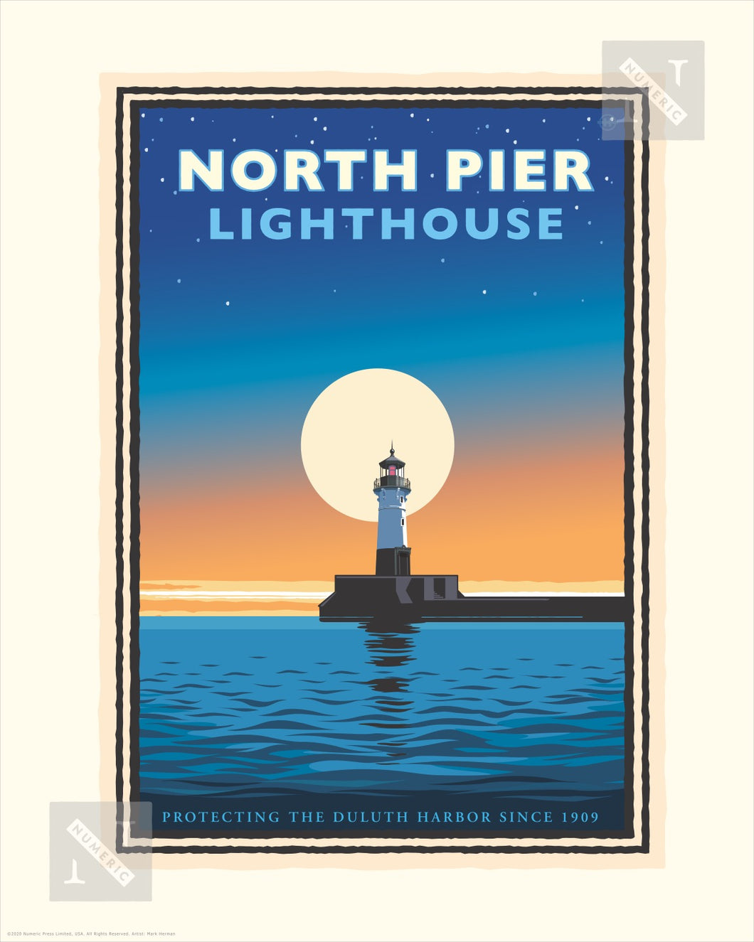 Lake Superior North Pier Lighthouse - Landmark Series Print
