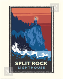 Split Rock Lighthouse Red Weather North Shore - Landmark Series Print