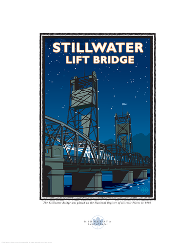 Stillwater Lift Bridge Night - Landmark Series Card