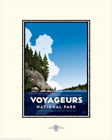 National Parks Voyageurs Blue Sky Fishing - Landmark Series Print