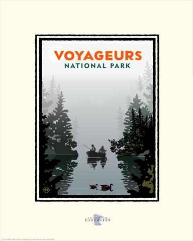 National Parks Voyageurs Misty Lake - Landmark Series Print