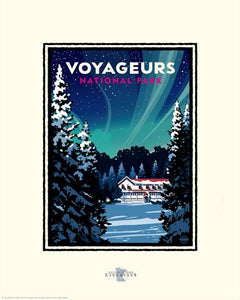 National Parks Voyageurs Kettle Falls Winter - Landmark Series Print