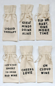 Cotton Wine Bag with Sayings