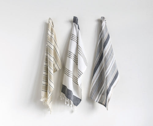 Greys + Greige Cotton Striped Tea Towels -Set of 3