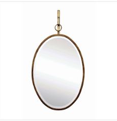 Oval Gold Mirror on Bracket
